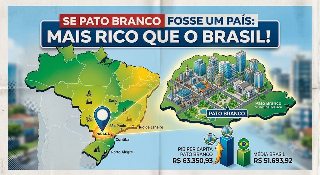 Pato Branco supera a média nacional e lidera geração de riqueza por habitante na região